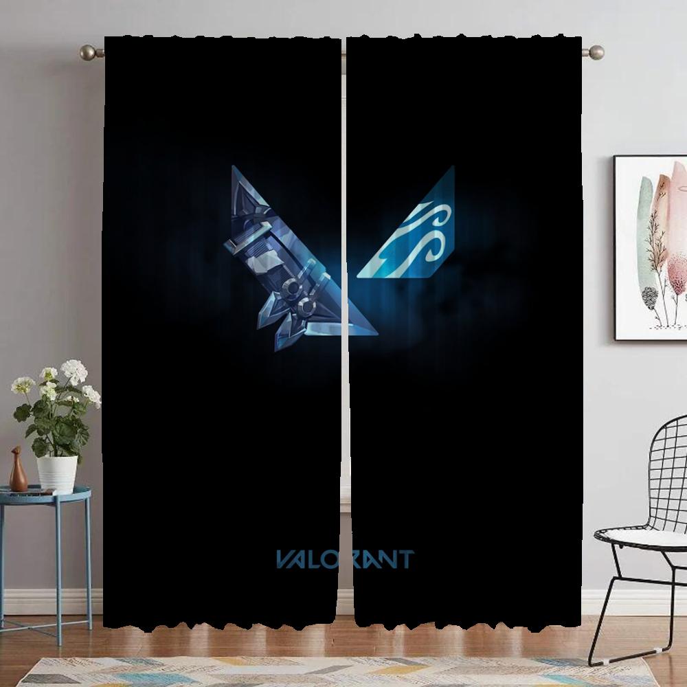 Valorant Küchenvorhänge für Wohnzimmer Tüll für Schlafzimmer Verdunkelungsvorhang Raumteiler Jalousien Heiminnenvorhänge 2 Stück W60xH90cmx2pcs-CL
