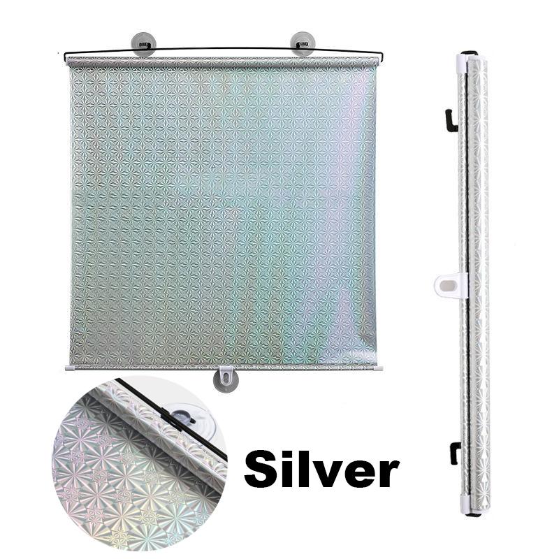 Universal Rollos Saugnapf Sonnenschirm Blackout Vorhang Auto Schlafzimmer Küche Büro Fenster sonnenschutz Vorhänge Nagel-freies 68cm x 125cm silber