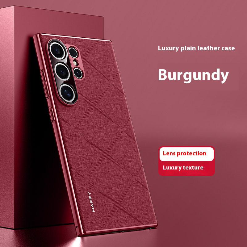 Stilvolle Galvanik-Handyhülle für Samsung Galaxy S24 Ultra S24 Plus Schutzhülle Leder Stoßfest Beschichtete Rückseite For Galaxy S24 rot