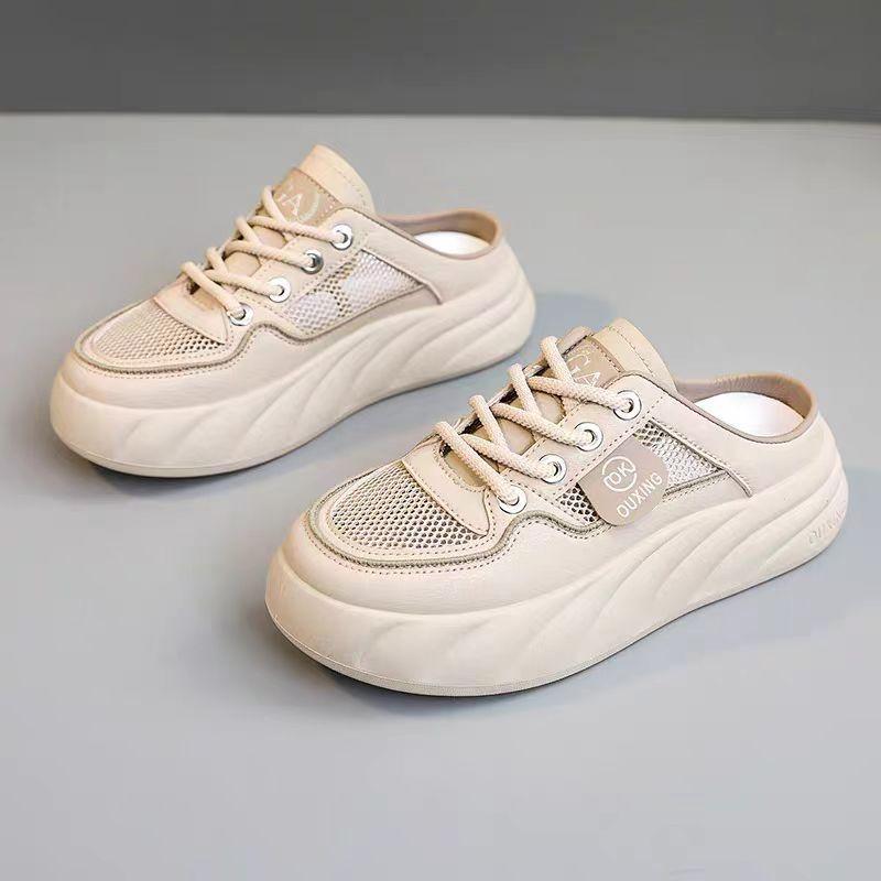 Halbschuhe mit geschlossener Zehe Damen Neu Sommer Outdoor-Bekleidung Mesh-Oberfläche Weiche Sohle Schuhe für Schwangere Sport-Freizeitschuhe 40 white