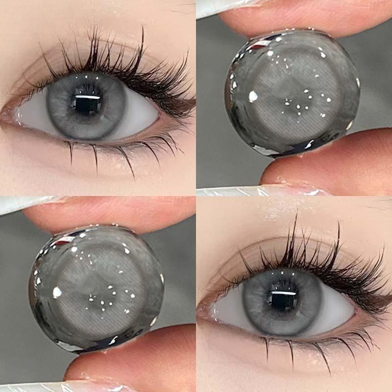 MillCreek Puppenauge, 2 Stück, Kontaktlinsen, weiche Farblinsen, abgestuft mit Lösung, blaugrau, 14,2 mm, für den jährlichen Gebrauch -8.00 grau
