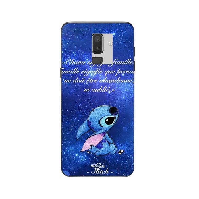 Hülle Samsung Galaxy j8 2018 Stitch disney stitch niedlich Ohana bedeutet Familie Maniacase schwarz