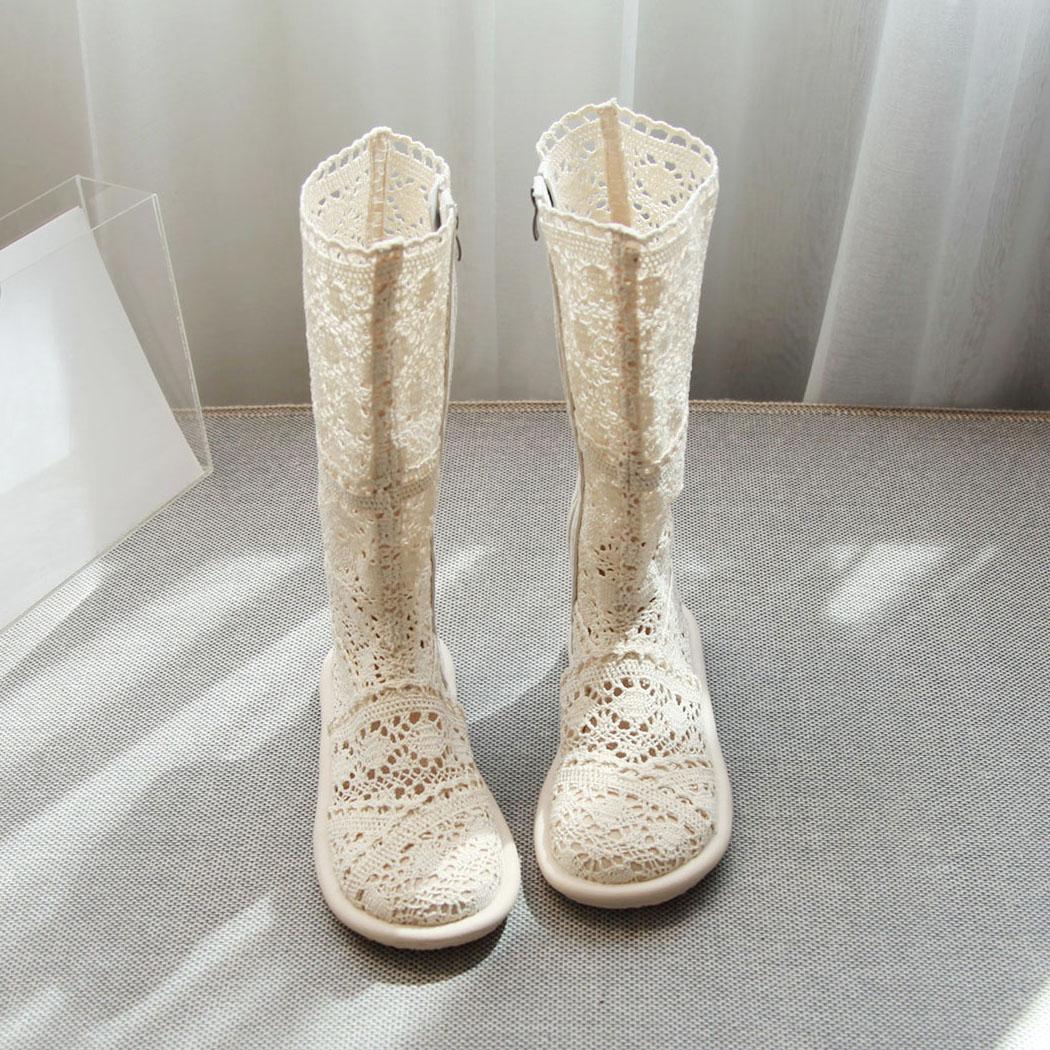 2025 Europäische und amerikanische neue Frühjahr/Sommer flache Absätze kurze Stiefel flache Sohle hohle Mesh-Stiefel Damen coole Stiefel 37 apricot