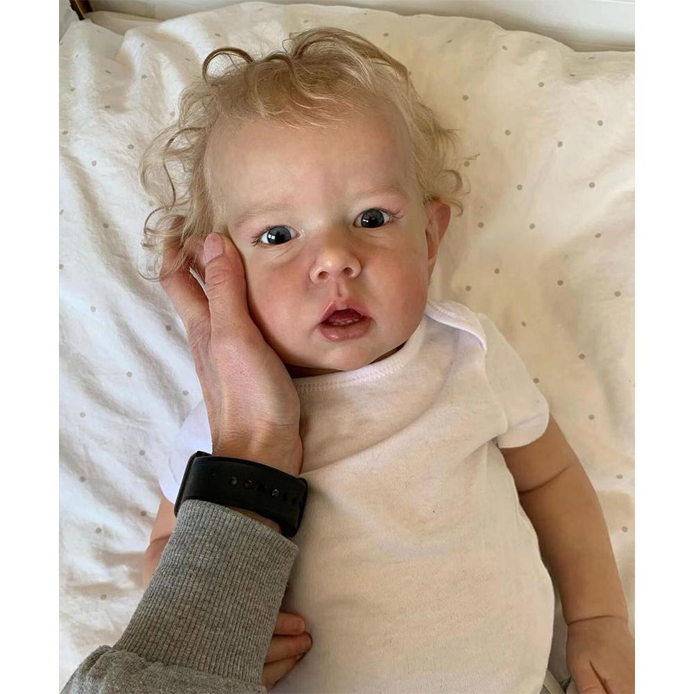 50 cm Reborn Boy Doll Liam Puppe mit handverwurzelten Haaren und 3D-bemalten Hautadern, sichtbare Puppenspielzeuge als Geschenk 50cm White Cloth Doll