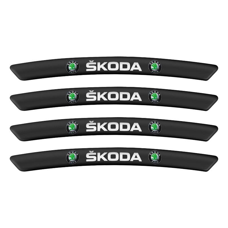 4 Stück Aluminium Auto Radnaben Emblem Aufkleber Reifen Felgen Dekor Aufkleber für Skoda SCALA Superb Octavia 2 3 A4 A5 Fabia Kamiq Kapoq Kodiaq Rapid schwarz