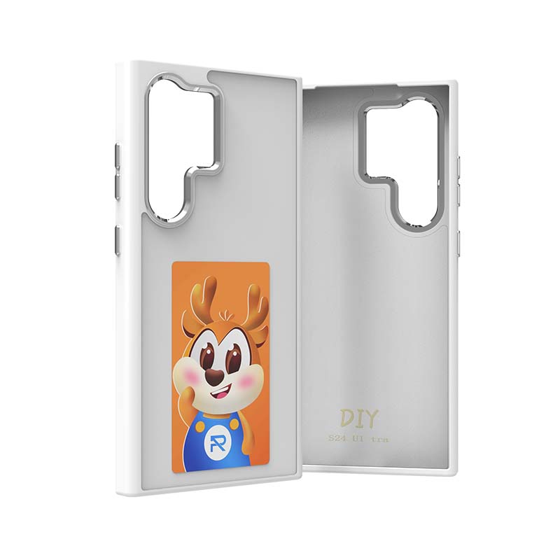 NFC Funktion DIY Bildschirmprojektion KI Handyhülle Für Samsung Galaxy S25 S24 S23 Ultra DIY Hüllen E-Ink Bildschirm Handyhülle Cartoon Mädchen Junge Batteriefrei Galaxy S24 Ultra weiß