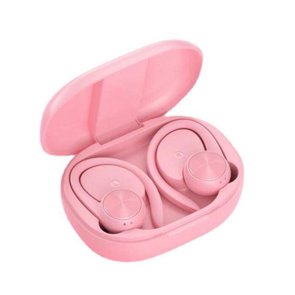 Sport Bluetooth Drahtlose Kopfhörer mit Mikrofon IPX5 Wasserdichte Ohrbügel Bluetooth Kopfhörer HiFi Stereo Musik Ohrhörer für Telefon rosa