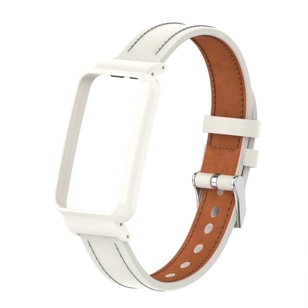 Für Mi Band 7 Pro Leder Ersatzarmband Armband Zubehör mit Metallrahmen für Xiaomi Mi Smart Band 7 Pro Xiaomi Band 7 pro weiß
