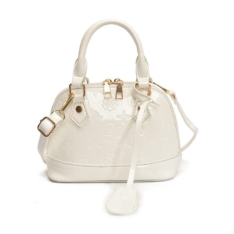 Mode Messenger Schultertasche Damentasche Einbuchtung schlichte Lackhandtasche personalisierte vielseitige Muscheltasche Handtasche weiß