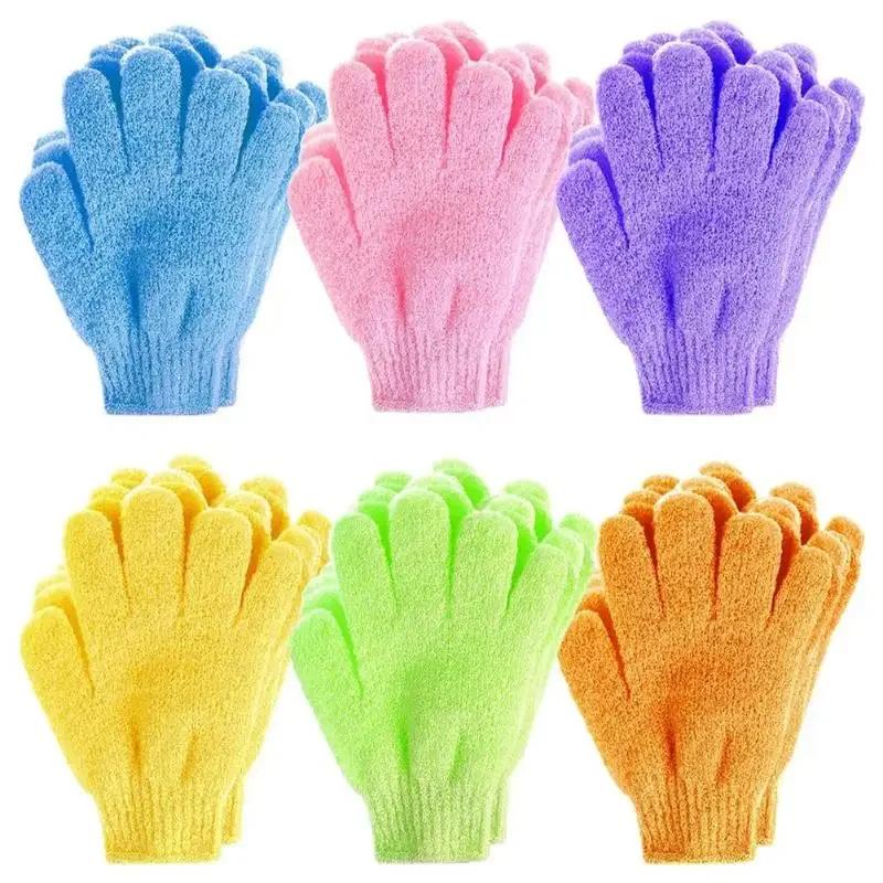 Fünf Finger Badehandschuhe Haushalt Duschhandtuch Peeling Körperwäsche Kinder Haushaltswaren Elastischer Rückenwäscher Bade-Reinigungshandschuhe 8pcs-random color