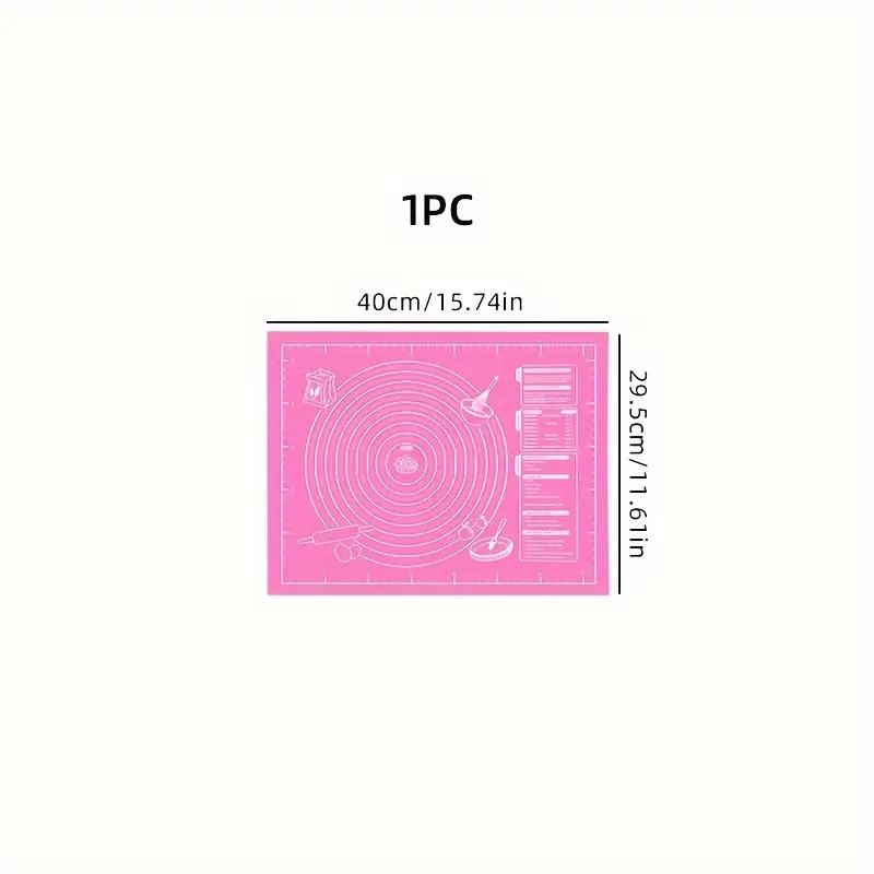 Antihaftbeschichtete Silikon-Backmatte zum Backen, Ausrollen und Kneten von Teig – Ideal für Kekse und Kuchen – Küchenwerkzeug mit Skala zum Backen an Feiertagen 40*30cm rosa