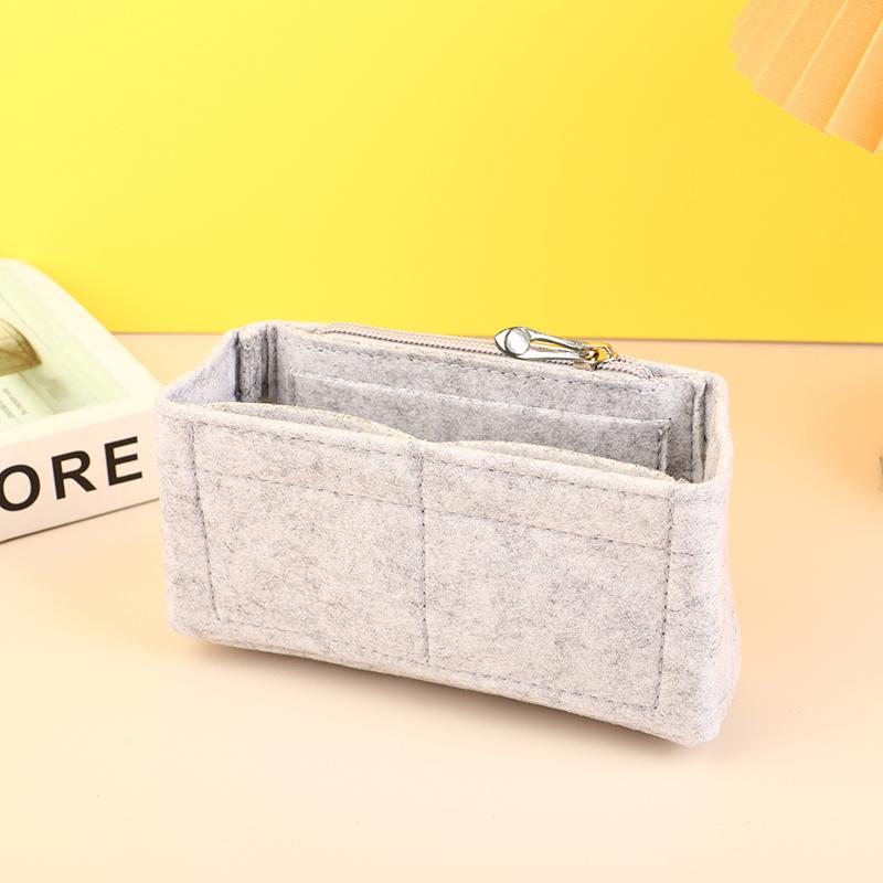 Taschen-Organizer für Mini-Taschen-Aufbewahrungstasche, die Liner-Tasche, Filz-Geldbörsen-Einsatz, Handtasche, Liner-Tasche, Filz-Innenblasentasche hellgrau