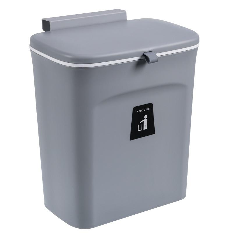 7L/9L Wandmontierter Mülleimer mit Deckel, Mülleimer, Küchenschranktür, hängender Mülleimer, Auto-Recycling-Mülleimer 7L grau