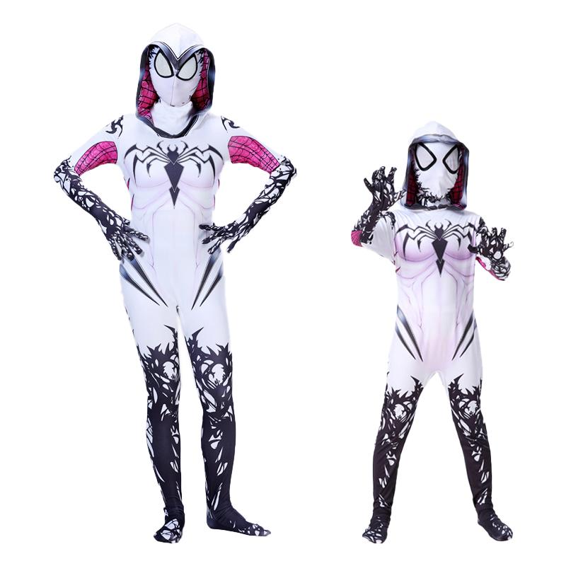 Unisex Halloween Superheld Tier Cosplay Kostüme Atmungsaktiv Sicher Kinder Party Verkleidungen für Jungen Mädchen Kleinkinder 110 white