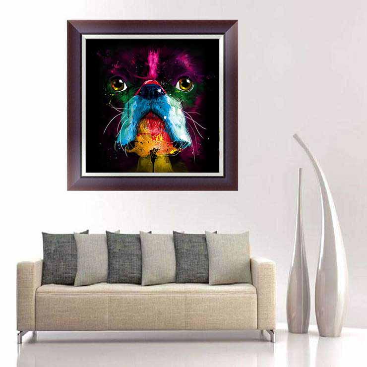 Diamant-Gemälde, Farbe, Welpe, Kreuzstich, Handarbeit, Zuhause, dekorativ, volle quadratische Diamant-Stickerei 30x30CM