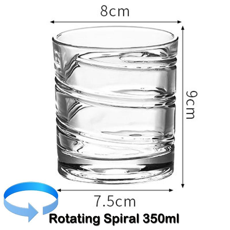 1 Stück rotierendes Whiskey-Glas Old Fashioned Glas zum Trinken von Bourbon, Scotch, Cocktails oder Tee, Whiskey 350ml