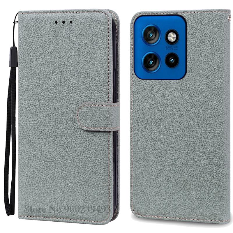 Für Motorola Edge 50 Neo Hülle Leder Flip Wallet Cover Für Moto Edge 50 Neo Hülle Flip Book Cover Telefon Coque Fundas Moto Edge 50 Neo graue