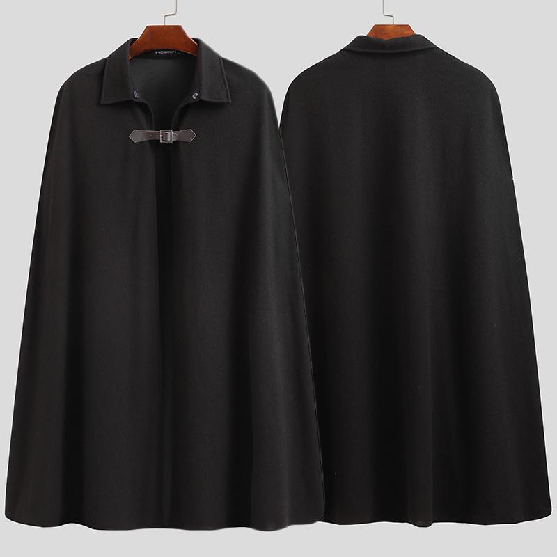 INCERUN Herrenmode ärmelloser Umhang, Umhang, Cosplay, Tops, Strickjacke, Mäntel, männlich, einfarbig, Manteau 3XL schwarz