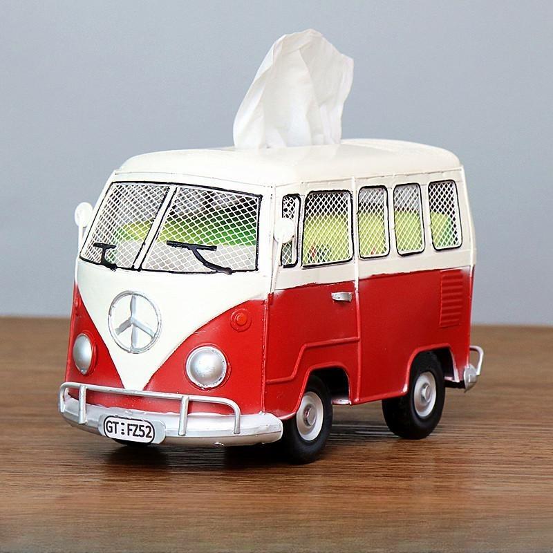 Vintage Eisen Kunst Kreative Industrie Stil Bus Taschentuchbox Home Wohnzimmer Desktop Dekoration Restaurant Papier Schubladenbox Dekoration rot