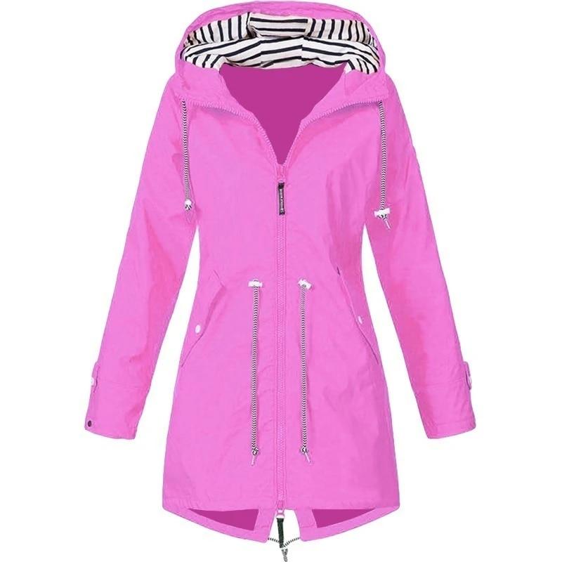 Damen Regenjacke, langärmelig, wasserdicht, Regenmantel, Wandern, Laufen, Mantel, modische Jacken XXXXXL rosa