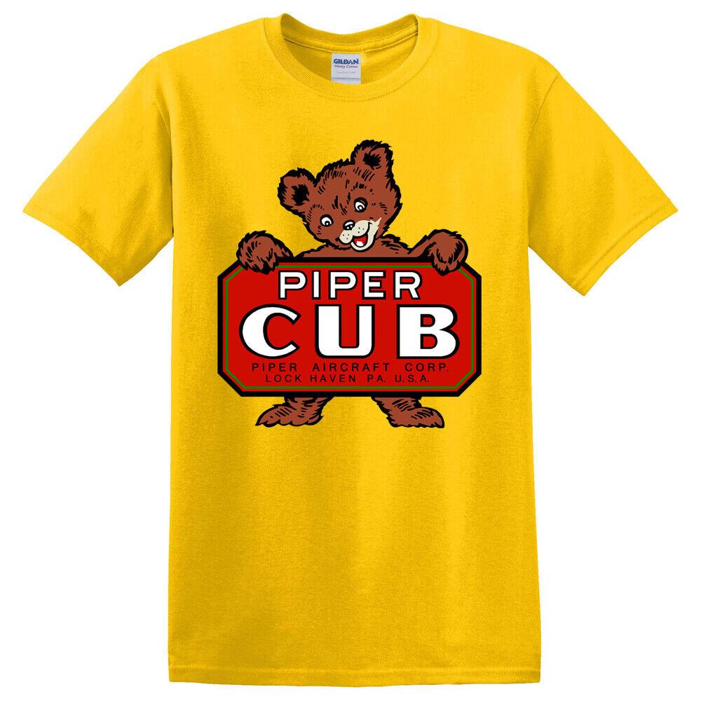 Piper Cub Flugzeug Flugzeug Logo Daisy Gelb Unisex T-Shirt M