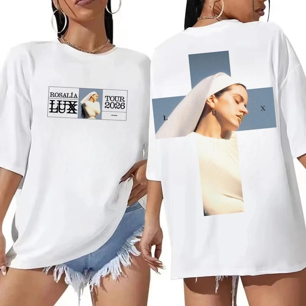Rosalia Lux Tour 2026 T-Shirt Vintage Grafikdruck Baumwoll-T-Shirt Rosalia T-Shirt Retro Fan-Geschenk für Damen und Herren Mode-T-Shirt Tops XXL hellbraun