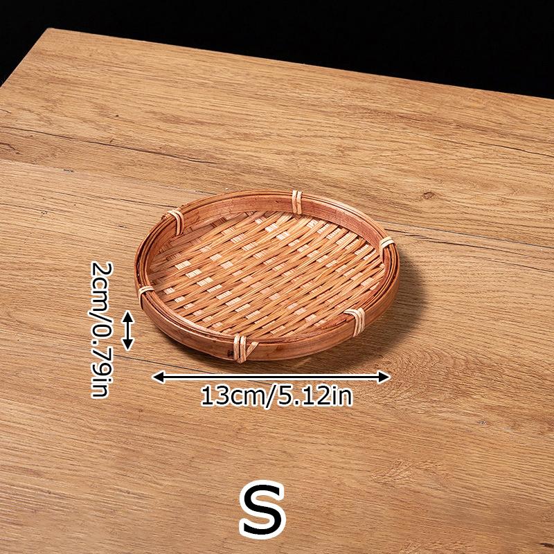 Runder Teller Mini Runde Kehrschaufel Kreative Süßigkeiten Snackschale Klein Bambus Gewebt Haushalt Handgefertigt Bambusprodukte Dim Sum Tablett