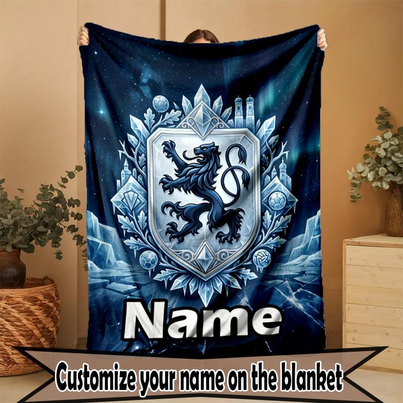 Personalisierte Decke mit individuellem Namen für den Fußballclub 1860 München, Heimdekoration, Schlafzimmer, Sofa, Camping, Couch, Geschenke für Geburtstag, Weihnachten, Fans 80cmx120cm gray