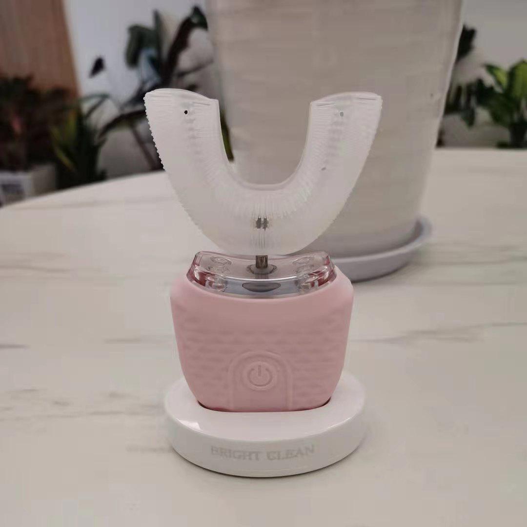 360° Zahnreinigung, U-Typ, elektrische Zahnbürste, automatische intelligente Ultraschall-Zahnbürste, 3 Modi, USB-Aufladung, IPX7 wasserdicht, für Erwachsene/Kinder adult rosa