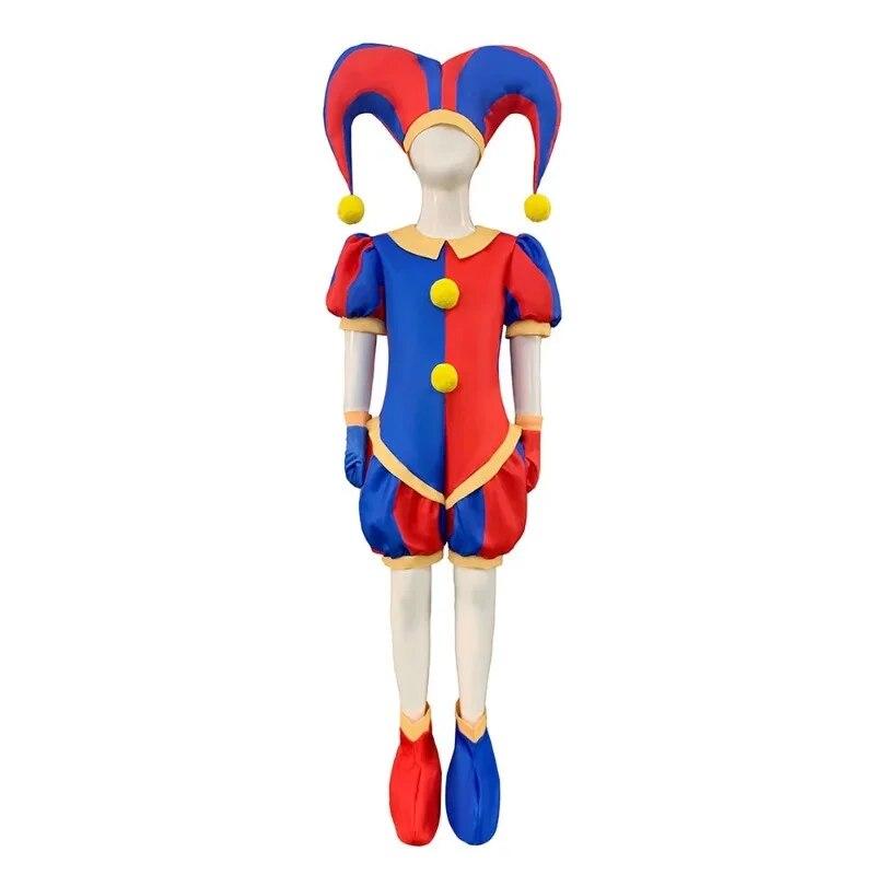 The Amazing Digital Circus Pomni Cosplay Kostüm Uniform Overall Hut Body Human für Erwachsene Kinder Kostüm Cartoon Cos XS