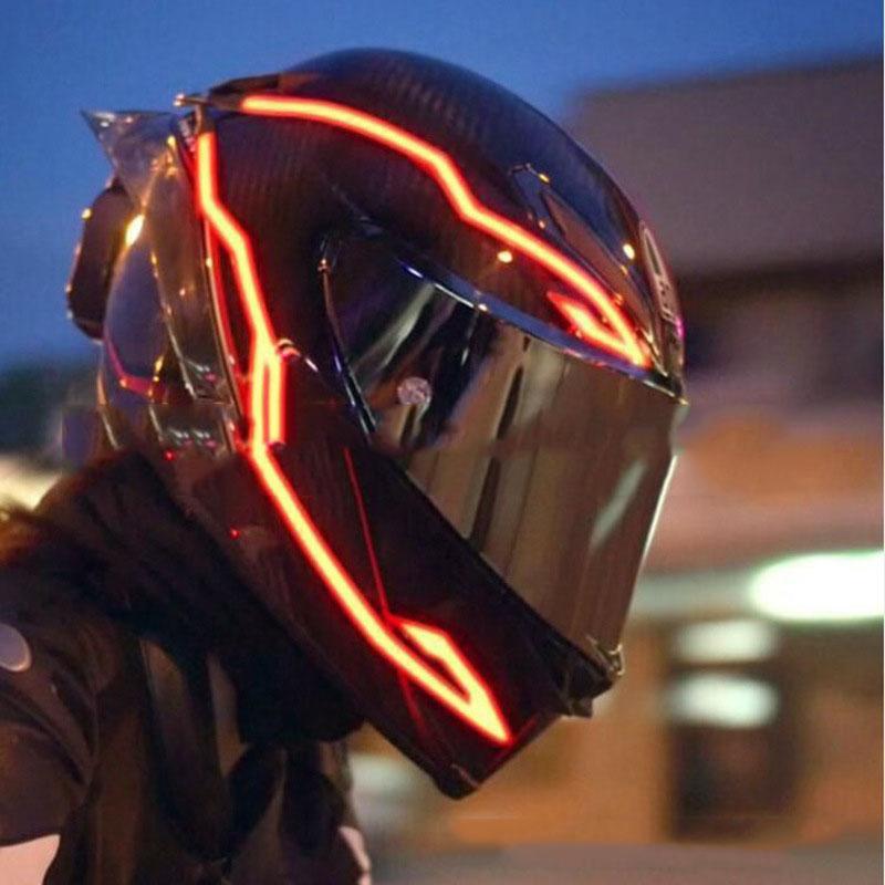 Motorrad LED Nacht Reiten Signal Helm EL Kalt Licht 4 Modus Led Fahrrad Helm Licht Streifen Dekoration Kit Bar Zubehör orange