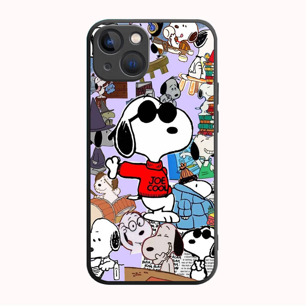 B-87 Super Snoopy Schwarze Hülle für Samsung S24 S23 S22 S21 S20 FE S10 Lite Ultra S7 S8 S9 Plus A05S A11 A12 A13 A15 A22 A24 A25 A32 A52 A71 5G Samsung S21 Plus harlekin