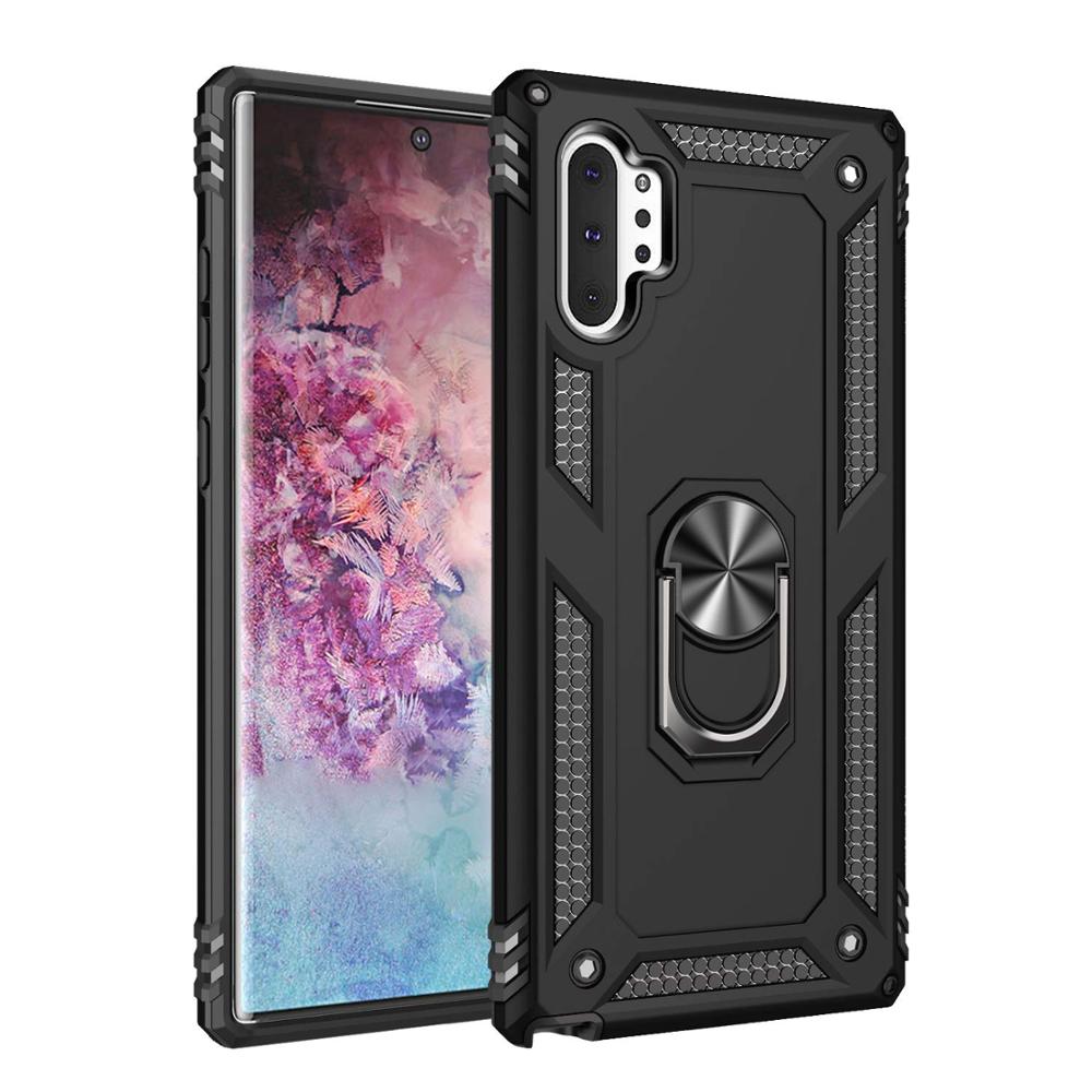 für Samsung Note10 Hülle für Samsung Galaxy Note 10 Plus Schutzhülle Armor Militär Stoßfest Magnet Autohalter Ring Hülle for Note 10 gray