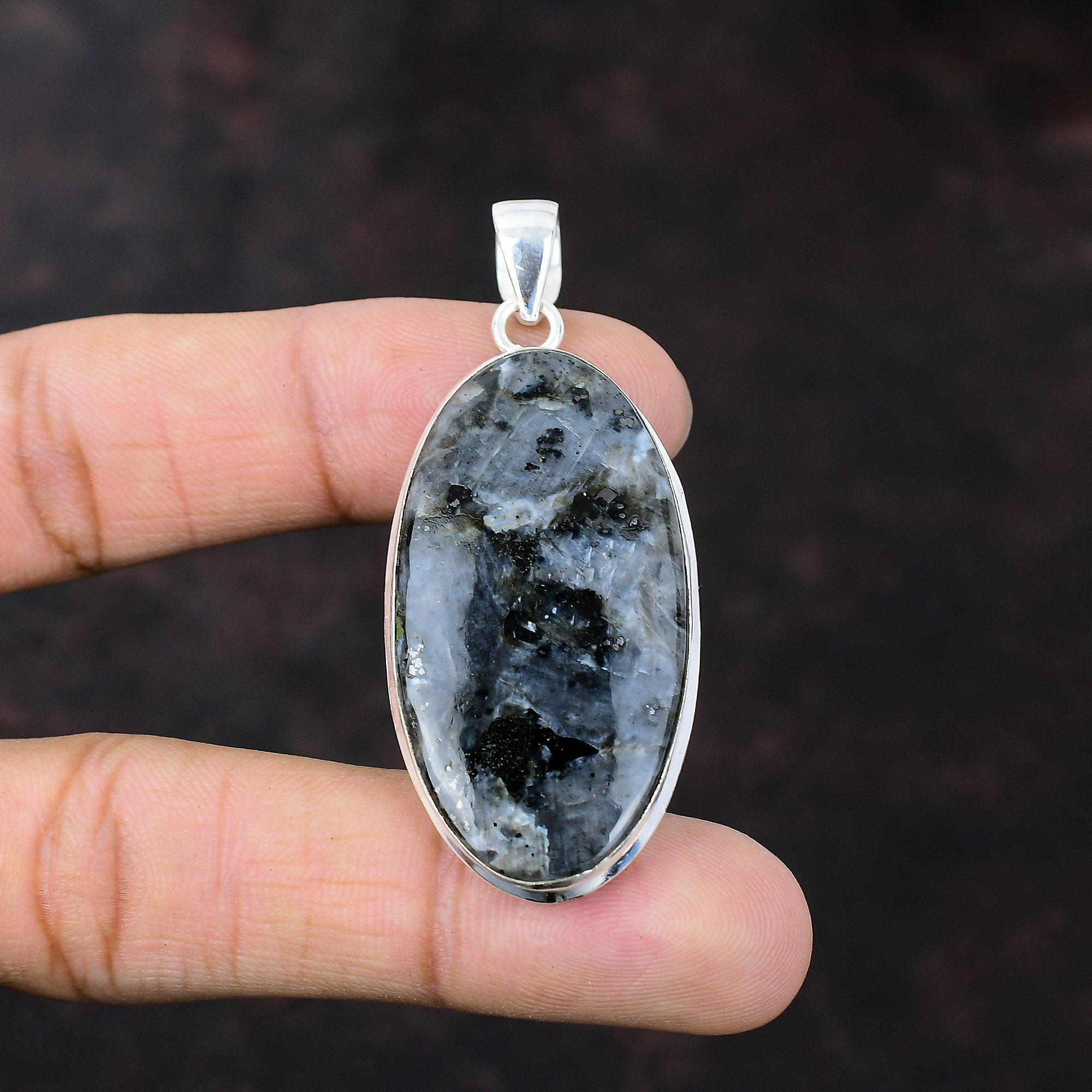 Larvikit-Anhänger, wunderschöner Schmuck, 925er Sterlingsilber-Anhänger, echter Edelstein-Schmuck, handgefertigter Anhänger, Geschenk für Freund, Geburtsstein-Schmuck