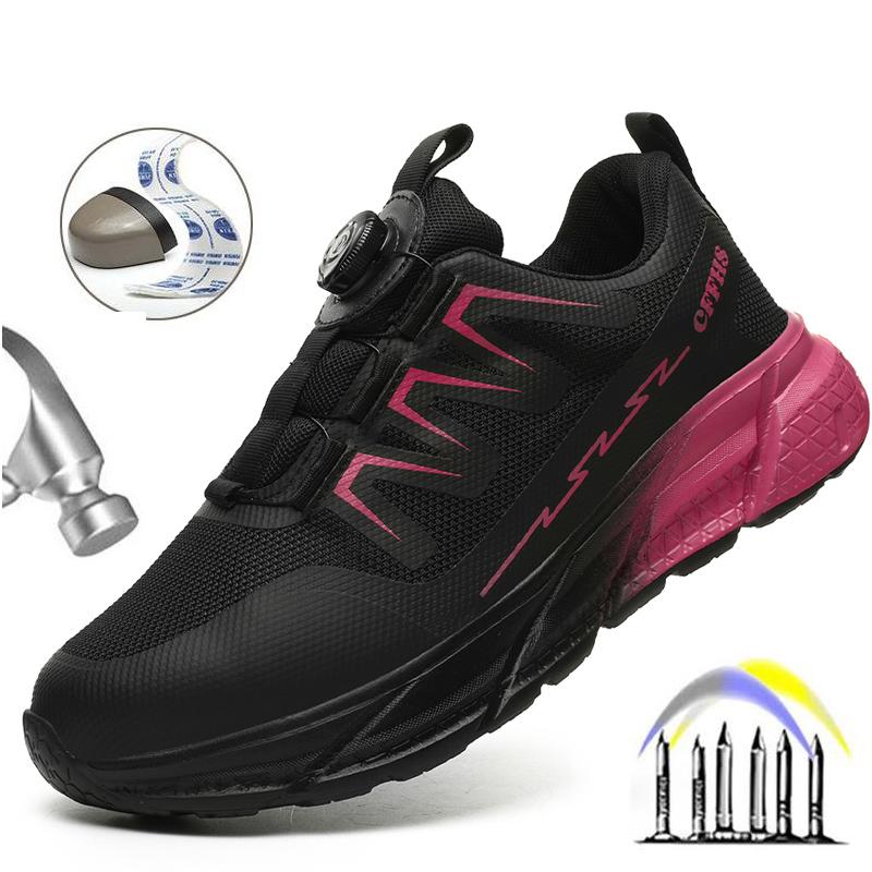 Sicherheitsschuhe für Damen, Stahlkappe, Sneaker, Sport, Arbeitssicherheitsstiefel, pannensicher, unzerstörbar, Stiefeletten 37 rosa