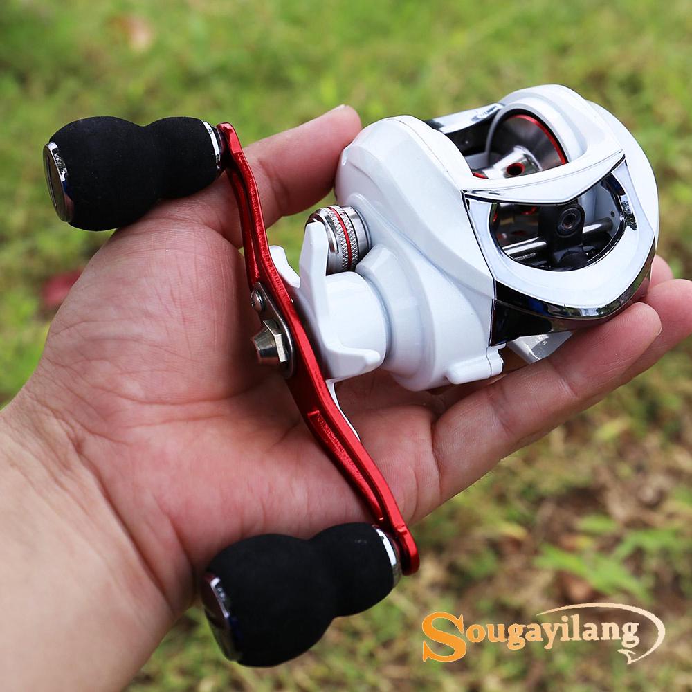 Baitcasting-Rollen 18+1BB Hochgeschwindigkeits-Angelrolle Baitcasting-Rolle für das Angeln im Süßwasser-Salzwasser left hand weiß