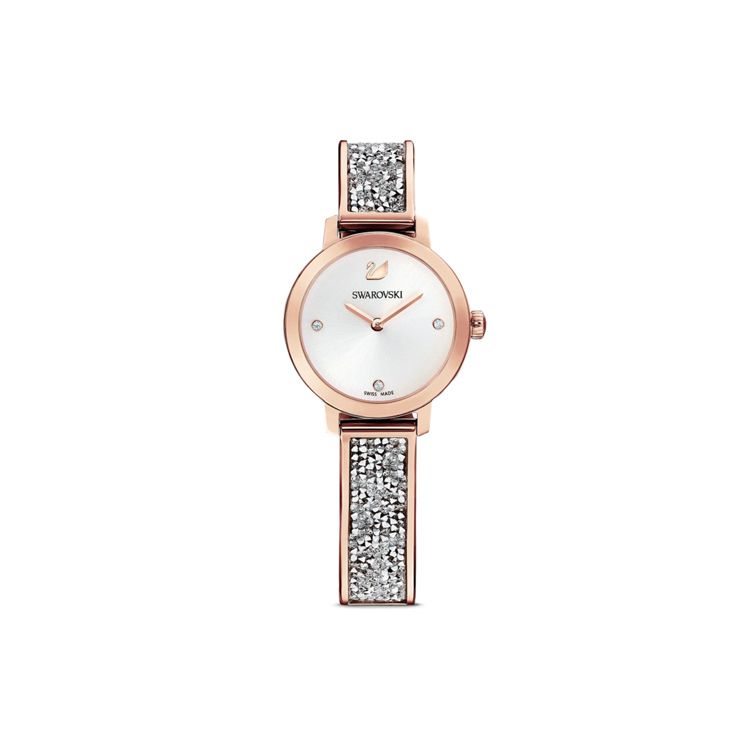 Swarovski Cosmic Rock Serie Uhr Quarzwerk Edelstahlarmband Weißes Zifferblatt Einfach Elegant Mode Damen Uhren Silber 5376092 Regular Watch Box,Rose Gold Watch Case white