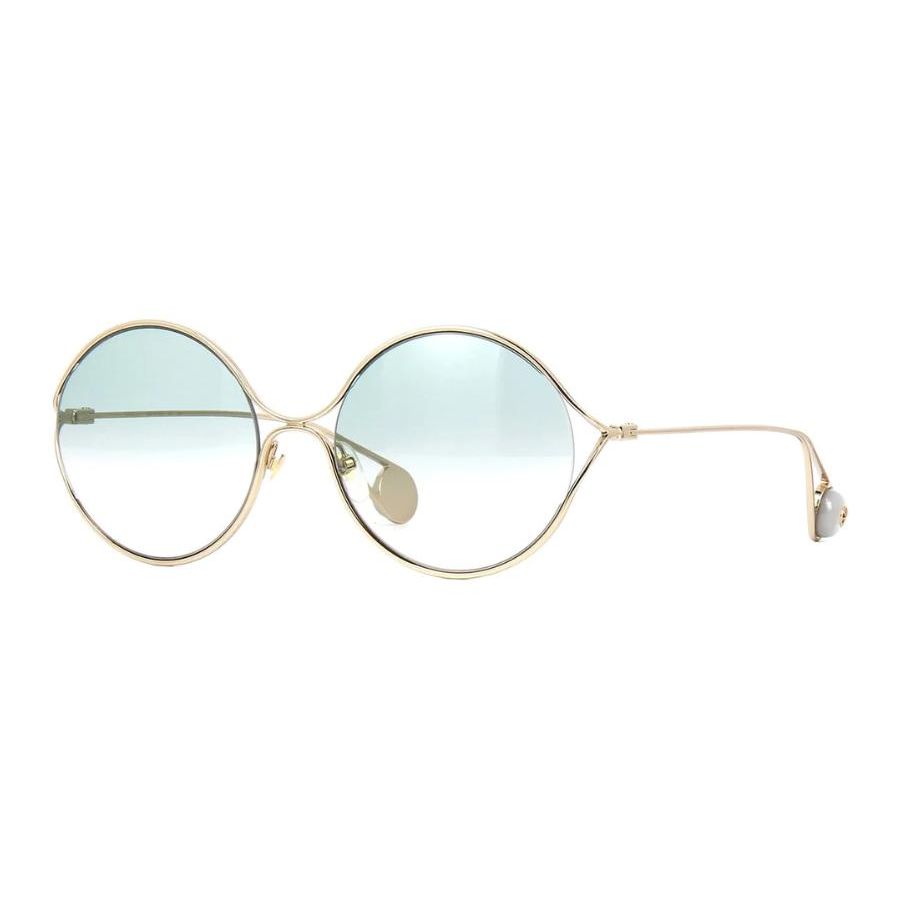 Gucci Mode Runde Rahmen Legierung Sonnenbrille Damen Sonnenbrille GG0253S-004 Dust Bag+Eyeglass Case (Random Color)