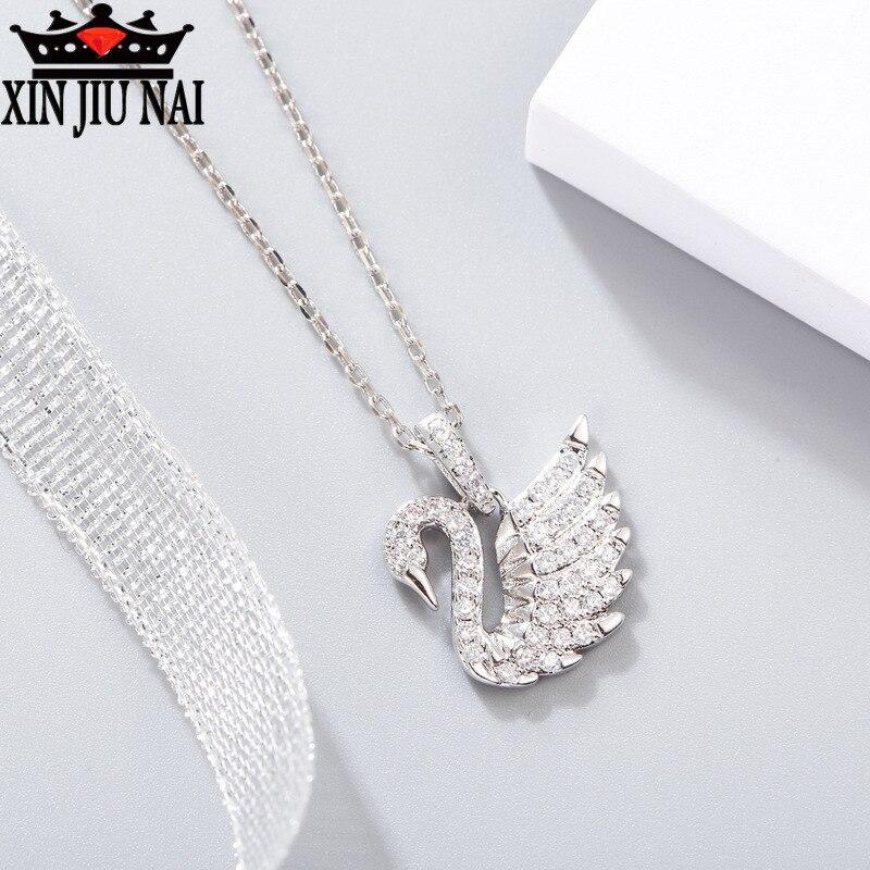 Neuankömmling kommt S925 Sterling Silber 5a Zirkon Super glänzende frische süße Wind Schwan-förmigen weiblichen Geld Anhänger