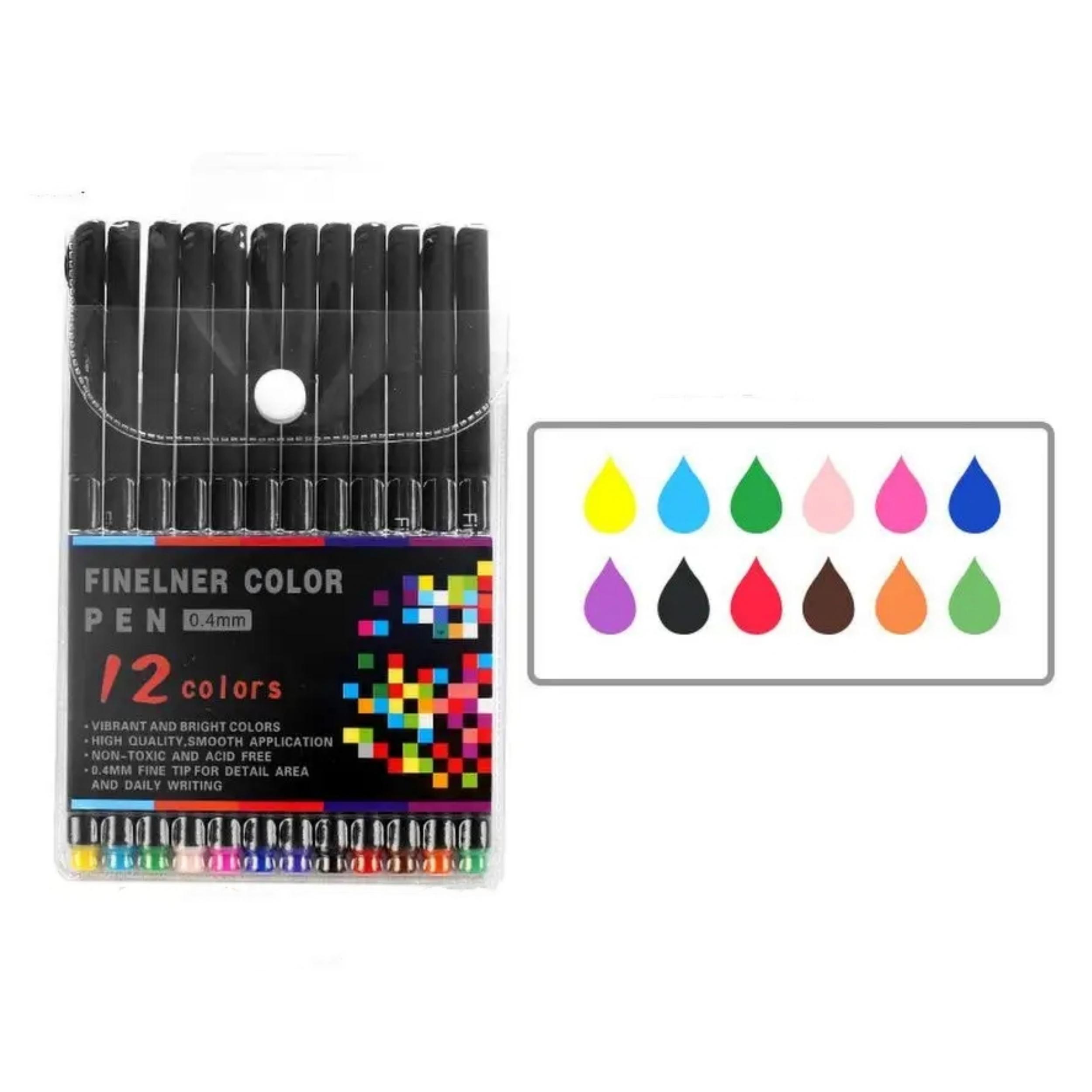 12/24/48/60/100 Farben Fineliner-Farbstifte-Set, 0,38 mm, farbiger Skizzen- und Zeichenstift, feine Spitze, ideal zum Notieren in Tagebüchern 12pcs