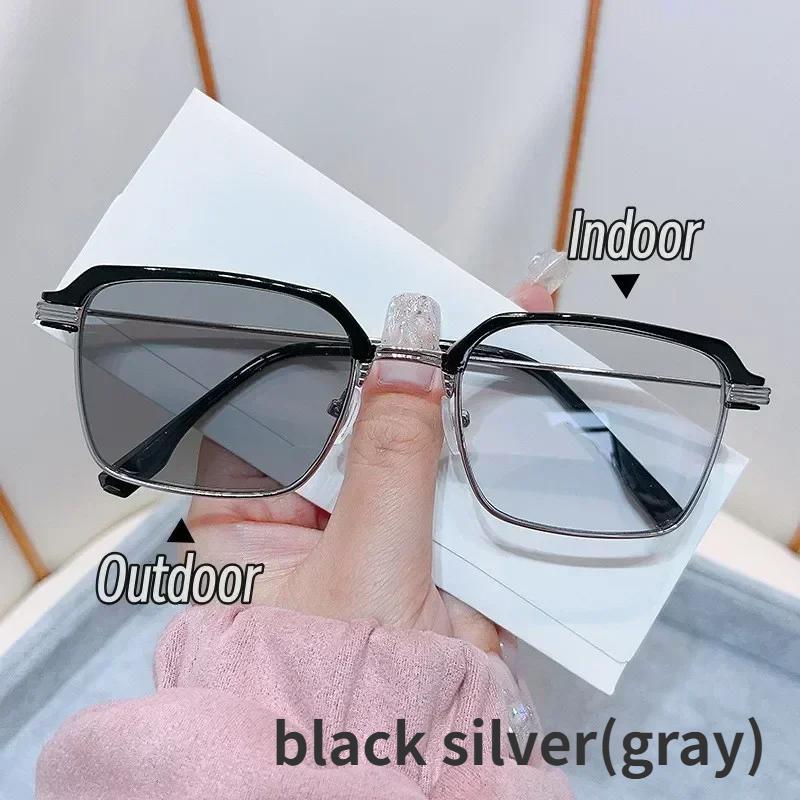 Augenbrauenspiegel Neue Sonnenbrille Herren Retro Mode Photochrome Lesebrille Trendy Casual Presbyopie Brille Bis +4,0 +3.0 weiß