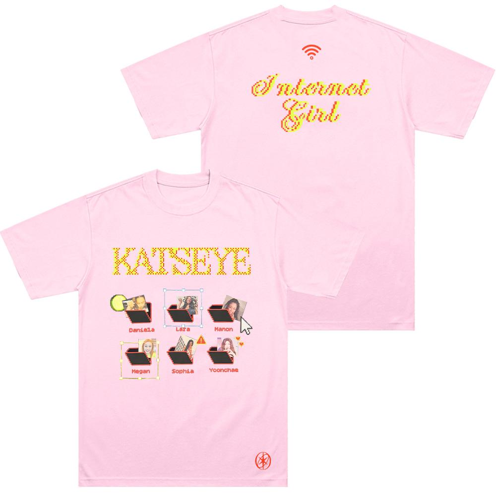 Internet Girl T-Shirt Katseye Merch T-Shirt Neutrale Mode Popmusik Kurzarm Sportbekleidung Shirt Cooles Sommer Baumwoll-T-Shirt S rosa