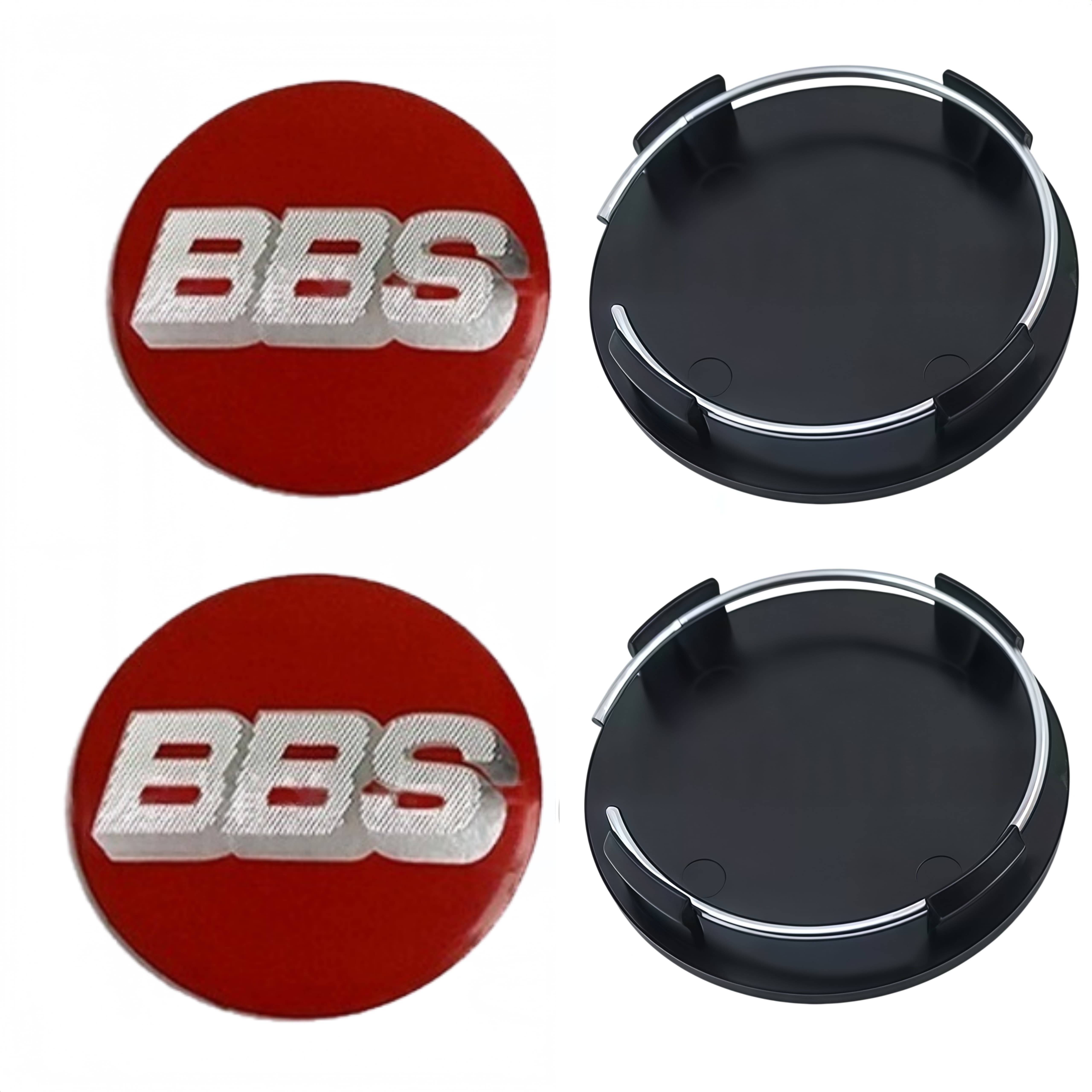 4 Stück 65mm BBS Logo Emblem Plakette Auto Radnabendeckel Räder Radkappen Auto Nabenfelgenabdeckung Ersatz Auto Zubehör Red Silver schwarz