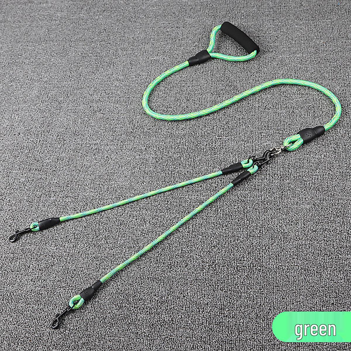 Doppelkopf-Wellenmuster-Hundeleine für den Außenbereich 1.2+0.8cm (15-40 lbs)