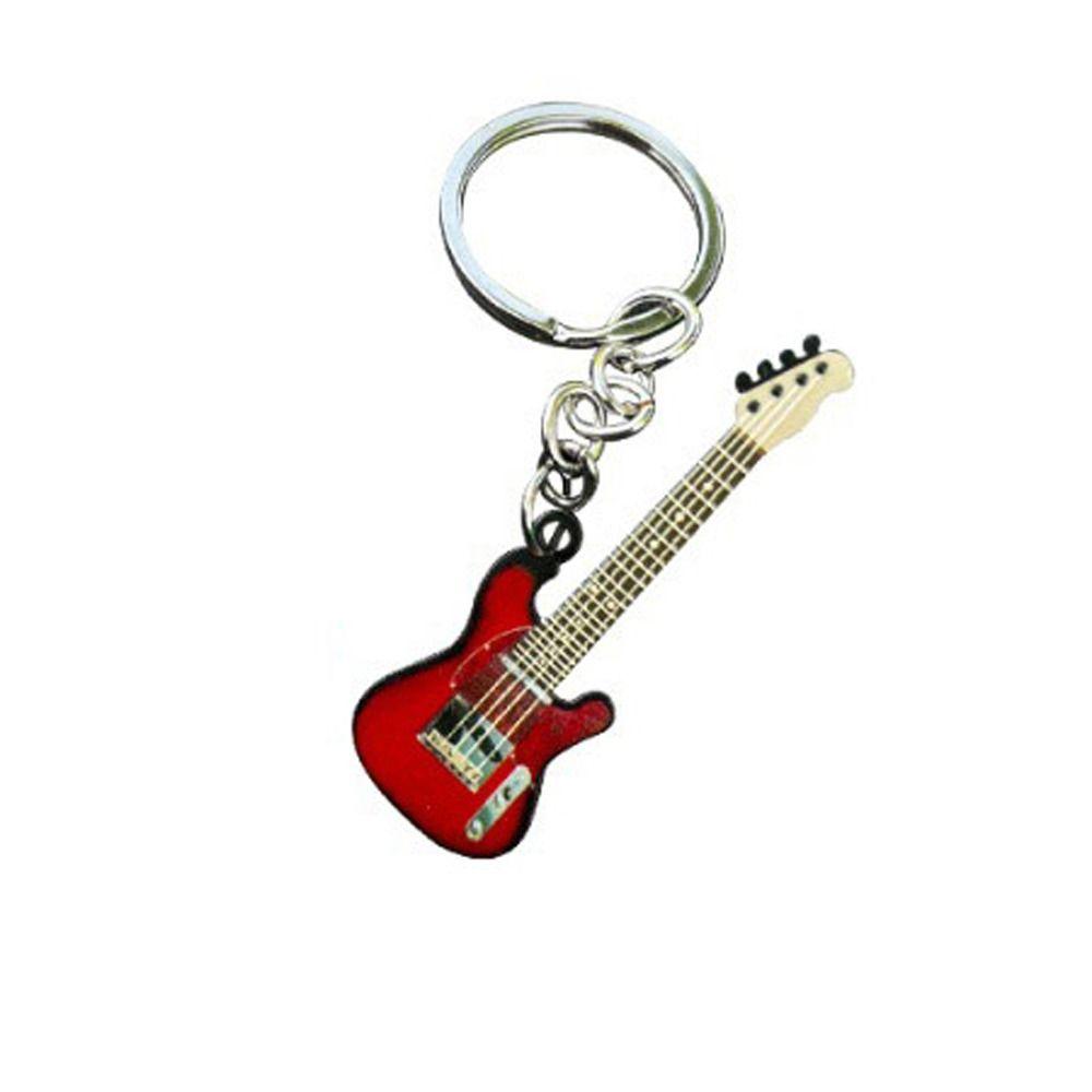 Neuer Gitarren-Schlüsselanhänger Niedlicher Bass Edelstahl Schlüsselanhänger für Mann Frau Taschenanhänger Auto Schlüsselanhänger Zubehör Musikliebhaber Geschenk rot