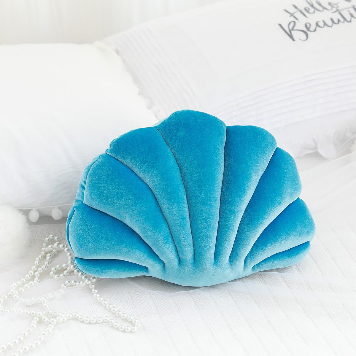 Sea Shell samt zurück Shell gefüllt Plüsch Kissen Home Home Bett Sofa Kissen Dekoration Plüsch Spielzeug Geschenk 46*33cm blau