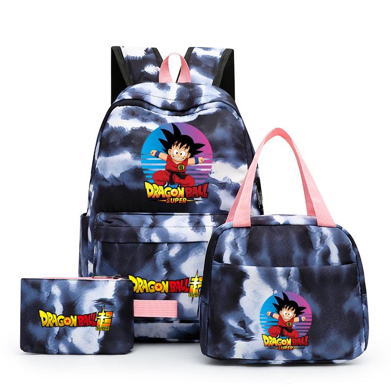 3 Teile/satz Dragon Ball Bunter Rucksack mit Lunchtasche für Frauen, Studenten, Jugendliche, Lässige Schultaschen Rucksack