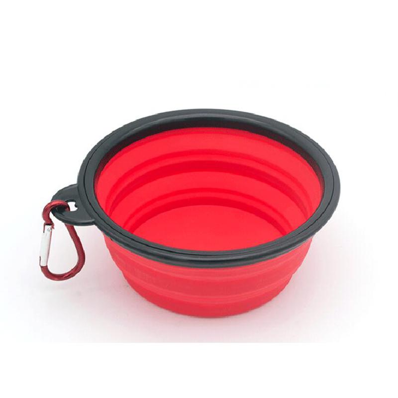 1000ml Reise Klapp Silikon Schüssel Tragbare Welpen Lebensmittel Container Wasser Feeder Welpen Doggy Lebensmittel Container Hund Zubehör 350ml rot