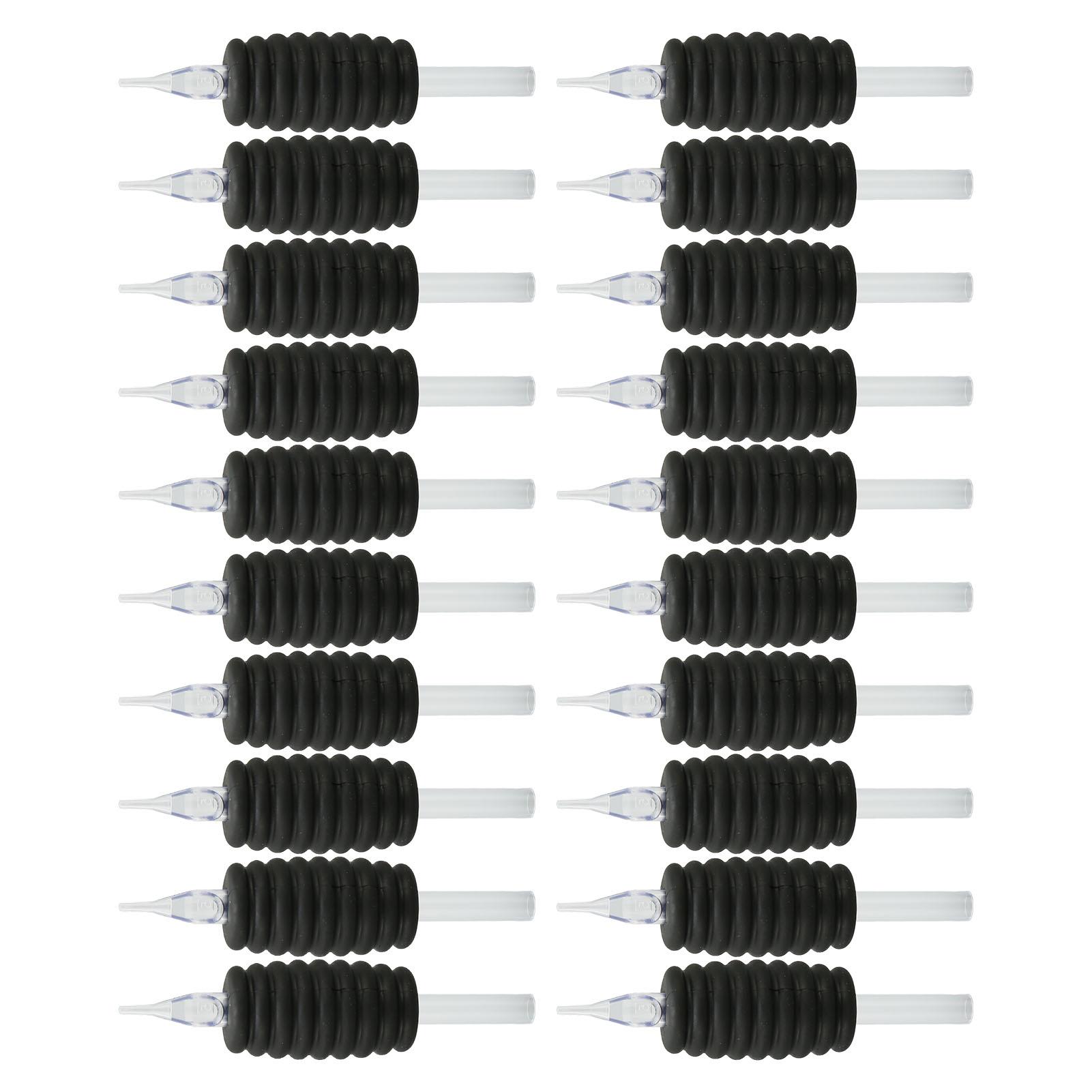 20 Stück Tattoo-Tubusgriff Schwarz 5RT Silikon Leicht Stabil Einweg-Tattoo-Spitzen-Tuben 0,98in