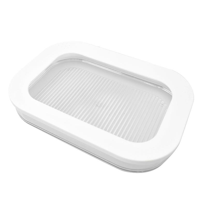 Kühlschrank-Crisper mit Deckel Auslaufsichere Fleischbehälter für Kühlschrank Transparent Gefrorenes Bratenfleisch Aufbewahrungsbox Küchenzubehör white